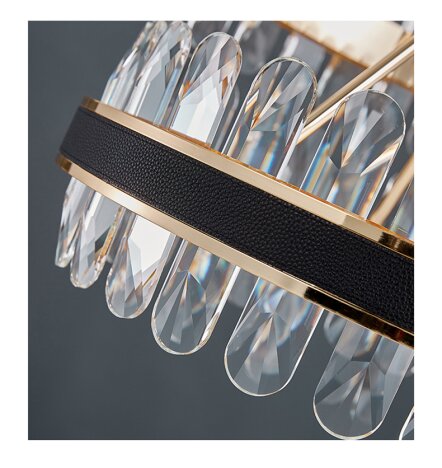 Candelabru LED Krystal Leather Dining 90x30, LED inclus, 1 surse de iluminare, Lumina: Cald, Natural